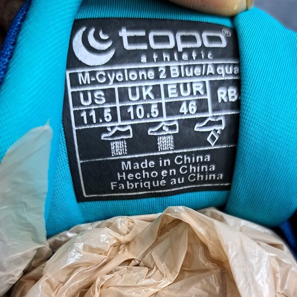Men Topo Athletic Cyclone 2 Running Shoes Sneakers Size 11.5 Blue main image 7